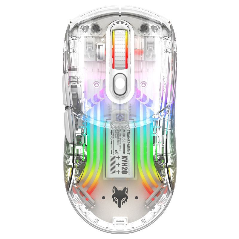 Dazzling silver fox xyh20rgb wireless bluetooth tri-mode transparent mechanical mouse - silent gaming mouse for women