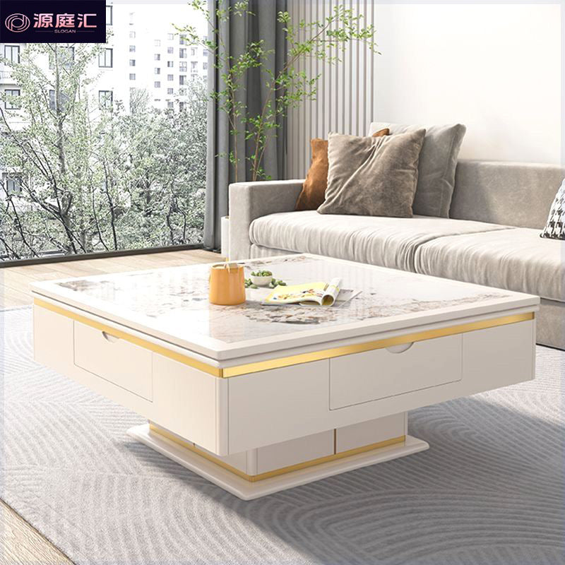 Rock slab mahjong table all-in-one dining table coffee table accessible luxury modern square multi-functional adjustable dual-purpose for home mahjong machine