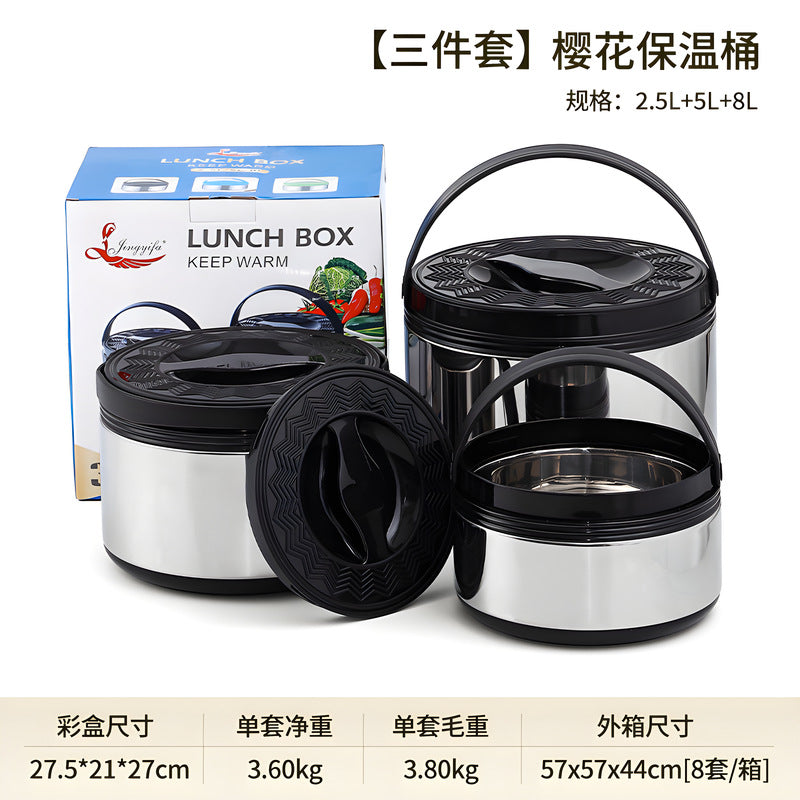 supply of stainless steel insulated buckets, cold and hot food warmers, insulated lunch boxes, portable pots for office workers