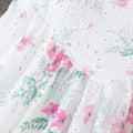 Women's european and american style white floral hollow-out embroidered midi dress, sleeveless square neck with tie-front detail