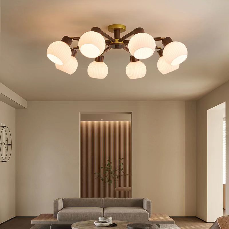 Living room lamp ceiling lamp luxury retro style new chinoiserie cream solid wood bedroom restaurant whole house lighting package combination