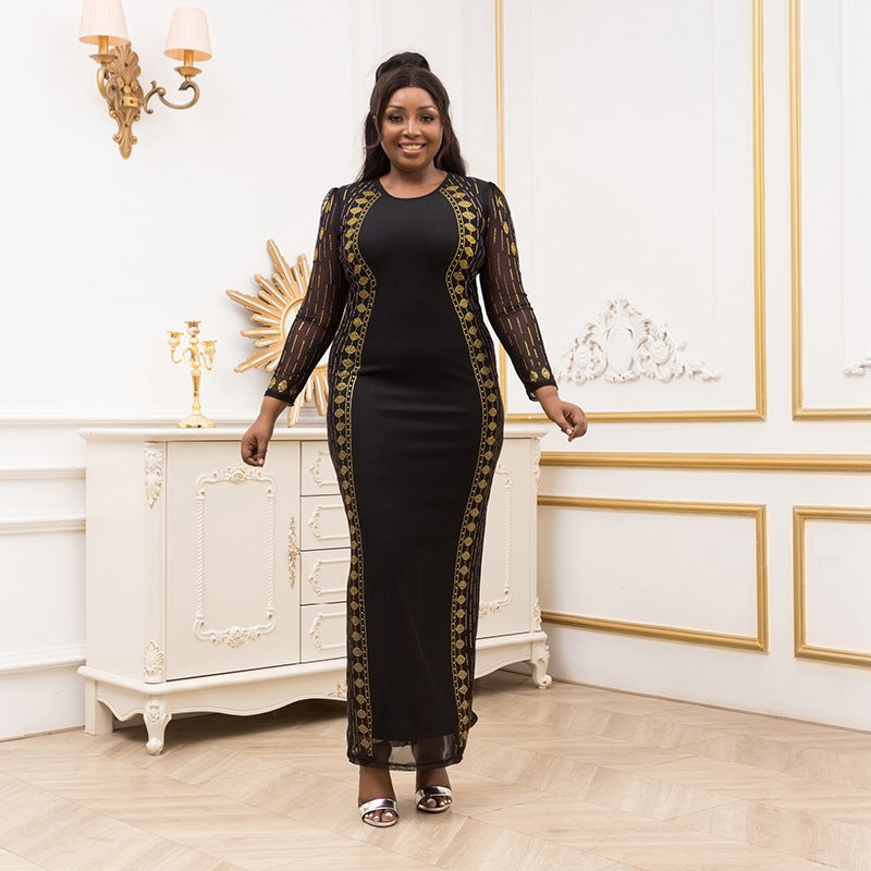 African cross-border supply  new style factory direct sales european and american fashion silm hot diamond beaded long skirt big sale