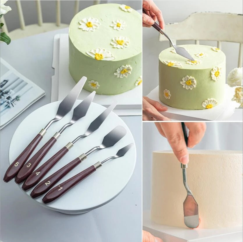 5-piece chocolate scraper, small spatula, cake decorating, smoothing, spatula, color mixing, baking tool set