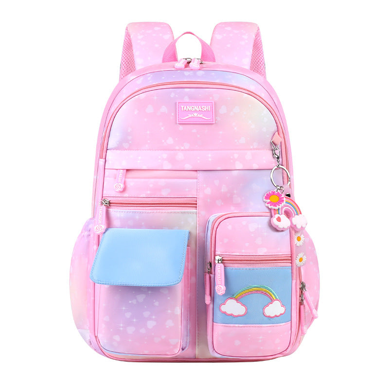 foreign trade kids backpack customized rainbow cute backpack spine protection and burden reduction primary school student schoolbag lightweight