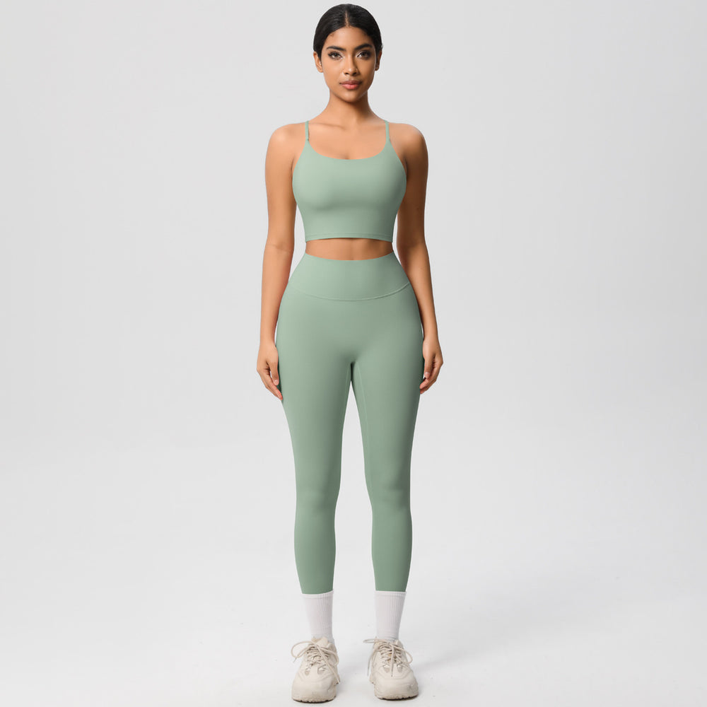 New cloud-feel tank top sports bra yoga set - quick-dry, compression fit, running & casual fitness two-piece outfit