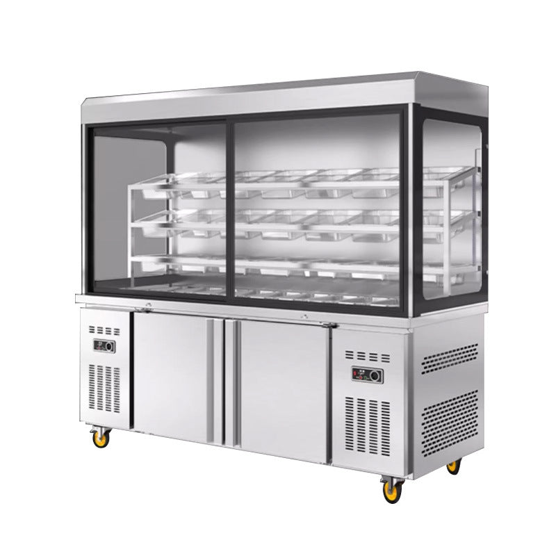 Malatang display cabinet, commercial refrigerated and fresh-keeping air curtain cabinet, vertical hot pot malatang ordering cabinet, string cabinet