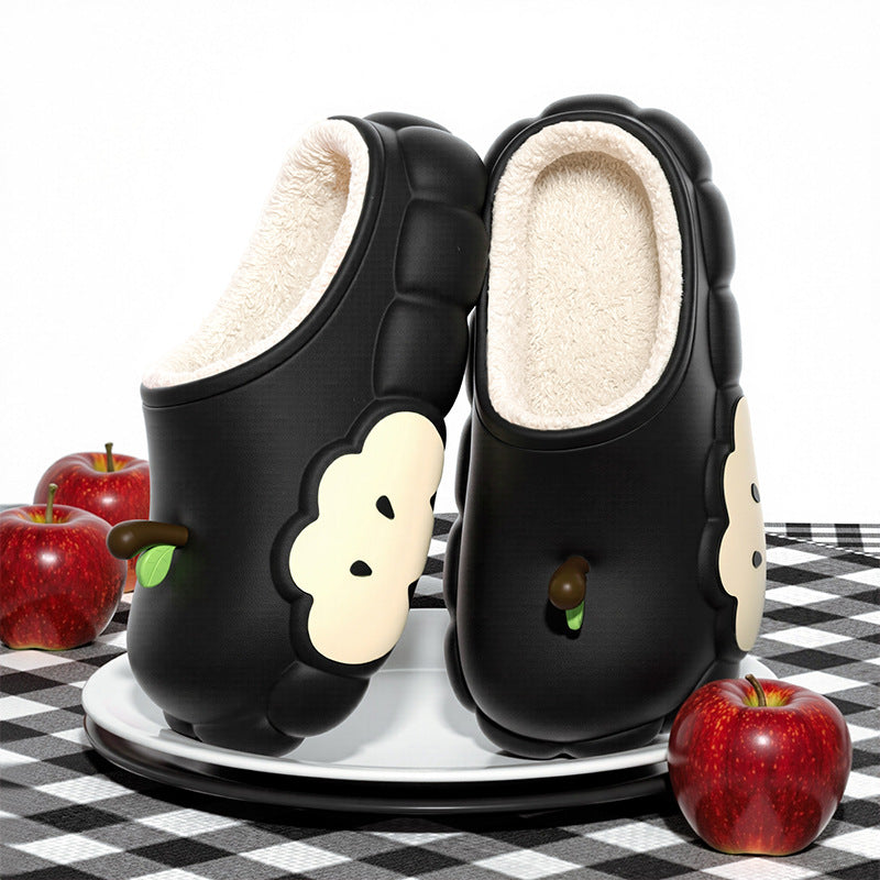 Cotton slippers women's winter 2025 new apple slippers fleece-lined warm indoor anti-slip baotou half slippers women's wholesale