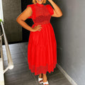 D3056m summer flying sleeves cut outpatchworkelegantwork clothingloosea-line skirtplus size cross-border dress
