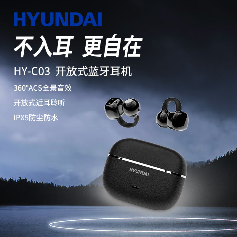 Hyundai c03 wireless bluetooth headphones - clip-on, open-ear design, high-fidelity audio, ideal for running and sports