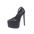 Exquisite one-word buckle t-stage catwalk style thick sole2025 summer new arrival women's shoes waterproof platform flats18cm high heels
