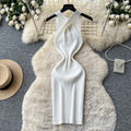 K-style sleeveless knitting silmdress women's summerretro silmslimming look a-line skirt work clothingeasiest for match vest skirt
