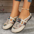 Export slip-on plus size ethnic style slip-on baotou flats slippers women's fashion round toe export flats shoes cross-border