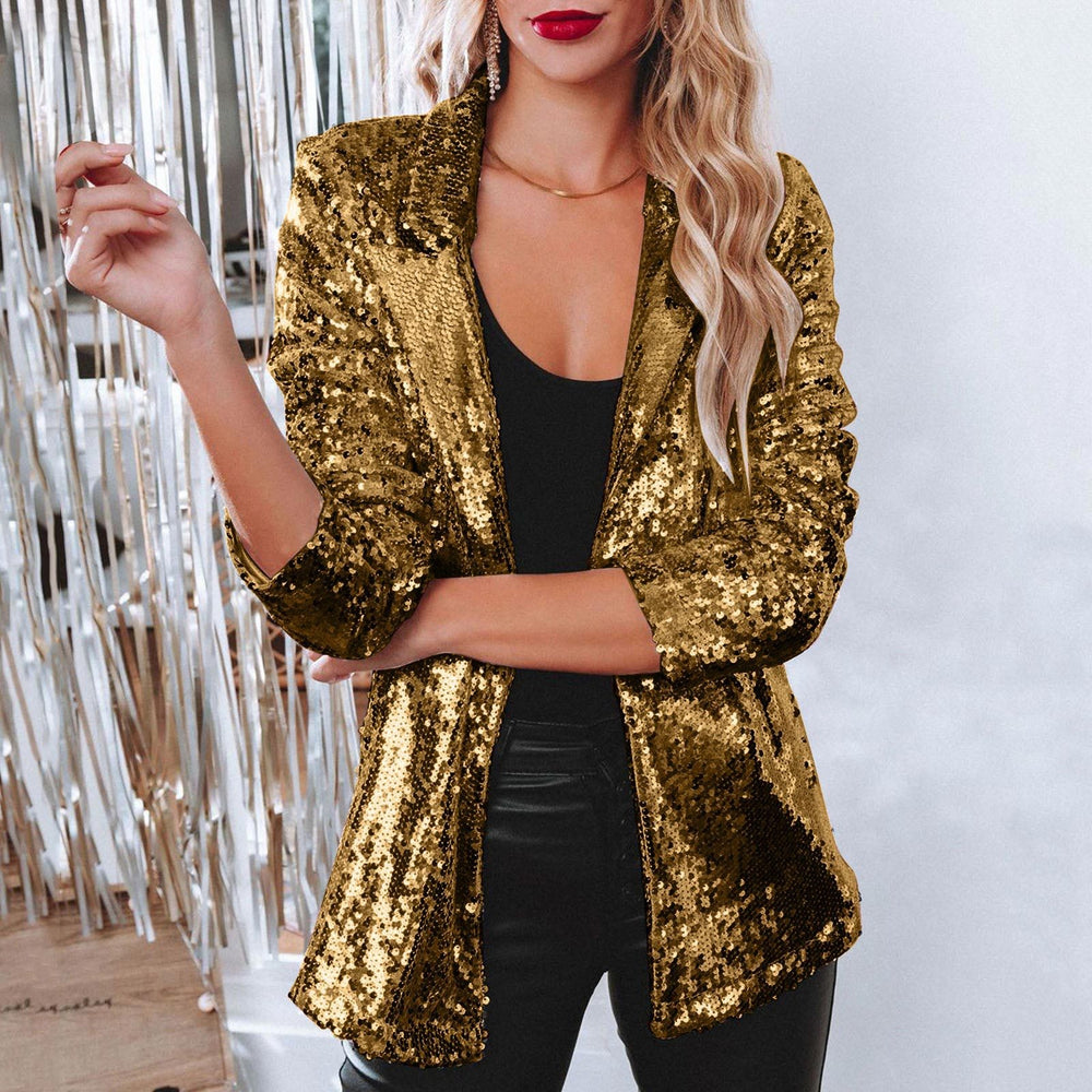 Aliexpress  european and american women casual sequin tops multi-color sequinlong sleeveselegant suit outwearins
