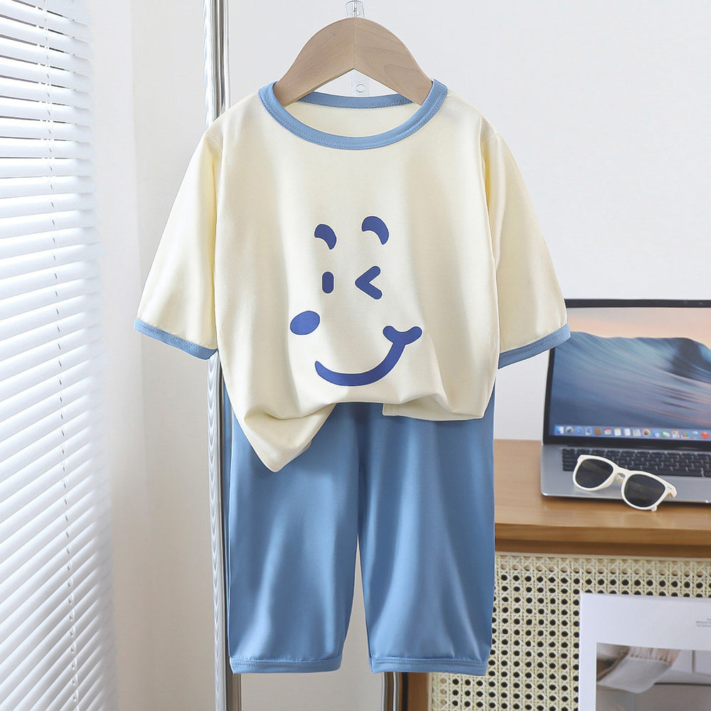 New arrival yaser home clothes three-quarter sleeve suit baby boys girlbest selling pajamas summer thin children's air-conditioned clothes