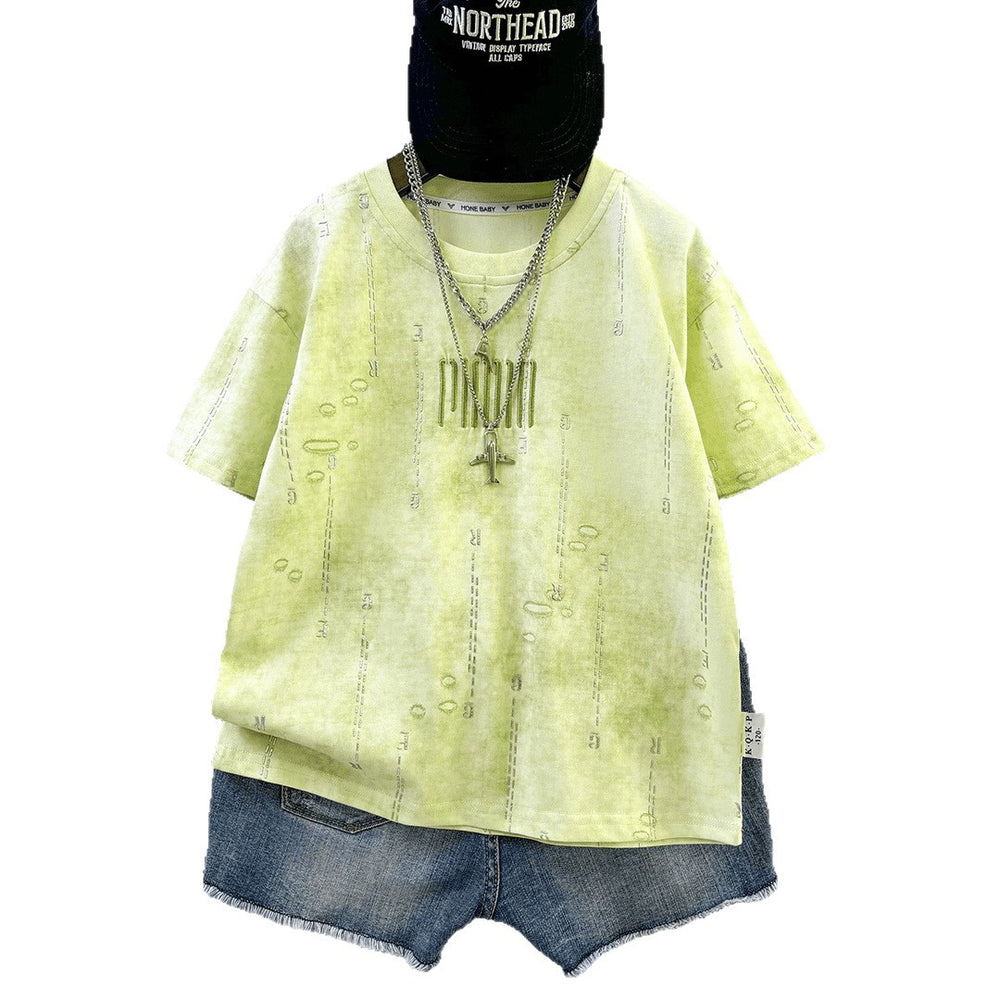 Men's short-sleeve t-shirt - summer lightweight, breathable, ice-feel, loose fit, casual, trendy, sports, kids' summer top, streetwear
