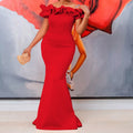 D552 european and american cross-border women's clothing   summer off-the-shoulder sexy mermaid maxi dress african dress
