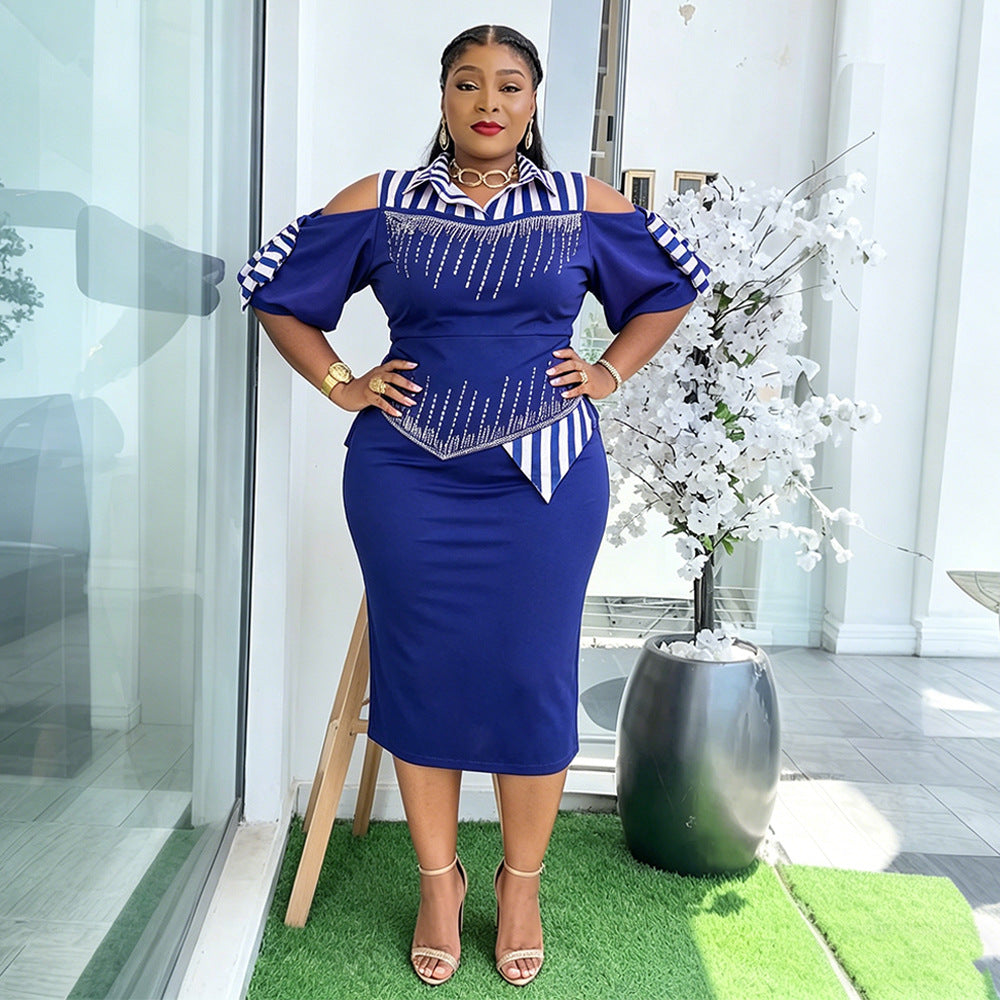 e-commerce   new slim-fit bodycon dress european and american african plus size women's dress