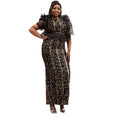 African cross-border sourcing:  new stretch sequin short-sleeve mermaid maxi dress evening gown fashion women's clothing