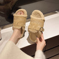 2025 new retro plush thickened fuzzy slippers women's outdoor wear warm autumn and winter home bedroom non-slip cotton slippers