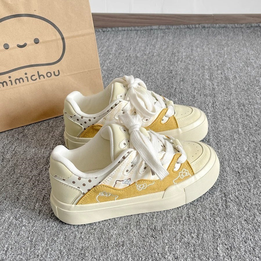 K-stylecasual sneakers for women 2026 spring and summer new arrivaleasiest for matchniche style shoes thick sole student white shoes bread shoes