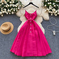 Accessible luxury qianjin style classy suspender dress women's summer pleated waist slimming look design celebrity elegant long skirt