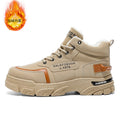 Men's winter fleece-lined warm high-top retro work boots - outdoor hiking, desert combat, and heavy-duty boots