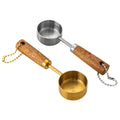 Custom stainless steel & wood measuring spoon - short handle, wall-mountable - ideal for coffee, soy milk, and powder pressing (cross-border)