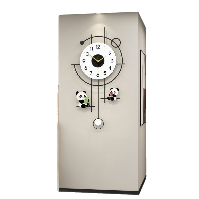 2025 new minimalist modern light luxury panda clock - silent, punch-free wall clock for living room, creative timepiece