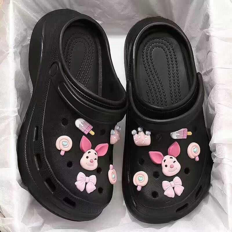 Crocs women's ins trendy summer thick sole high heels nurse baotou half drag cute outwear stepping on shit feeling beach sandals