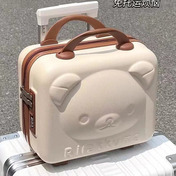 Suitcase Cosmetic Bag Cartoon Hangable Portable Cosmetic Case Suitcase Souvenir Children's 14-inch Cute Bear