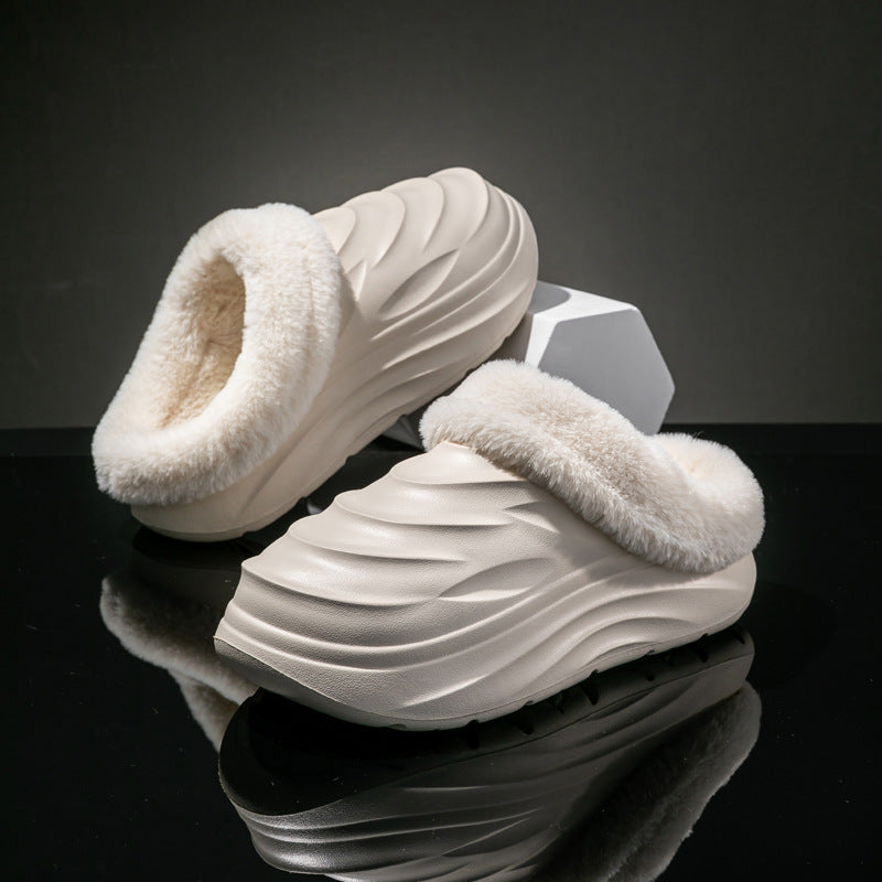 Broken cocoon couple cotton slippers casualnon-slipthick sole home thickenedheattech slippers outwear 2024stuffed slippers