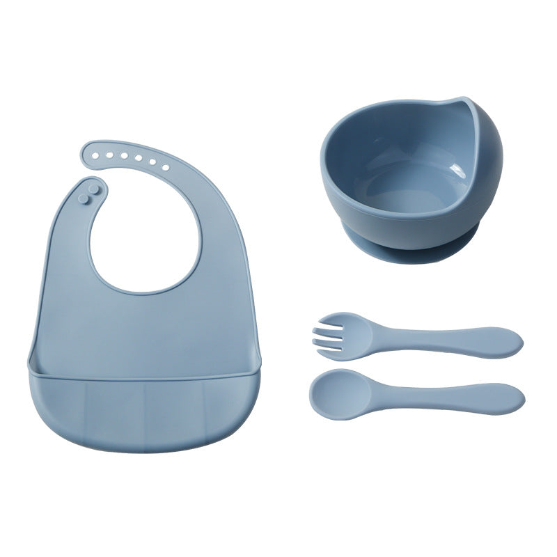 bestseller: silicone baby feeding set - spill-proof silicone bowl, spoon, and plate 3-piece set for kids
