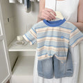 Kids' short-sleeve t-shirt - summer  new collection: boys' striped short-sleeve casual loose-fit baby top - stylish & in stock