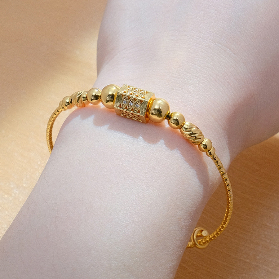 18k round ball african arabian gold women's bracelet zircon gold-plated bangle jewelry set