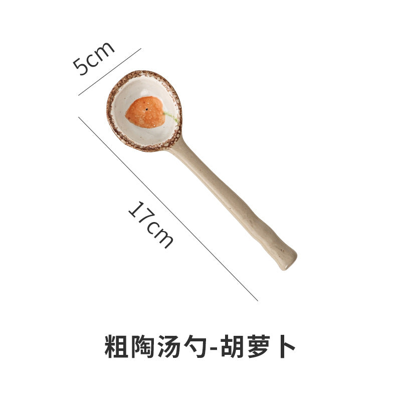 Japanese-style stoneware creative coffee spoon dessert spoon - cute, high-value, long-handled spoon for restaurants and home use - perfect for serving soup and eating