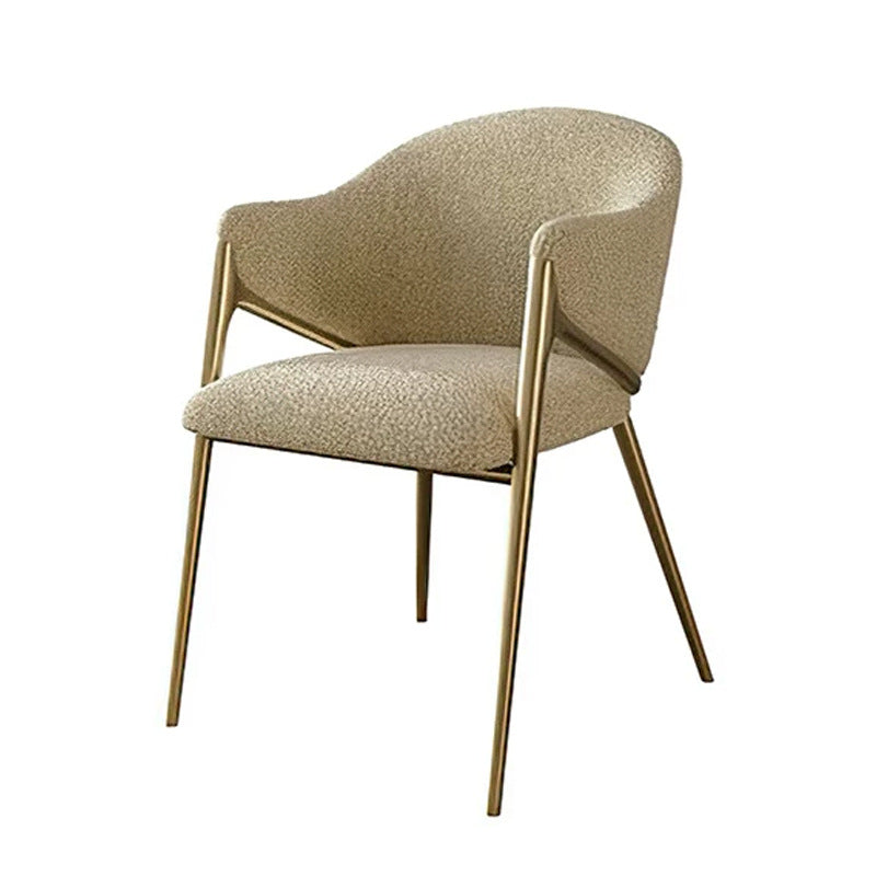 Designer lambswool dining chair - modern luxury cream style for home, hotel, sales office, villa, cafe, and restaurant - casual seating