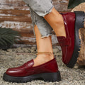 spring/autumn new collection: women's mid-heel square heel flats - export quality, british style chunky sole, round toe, preppy slip-on leather shoes