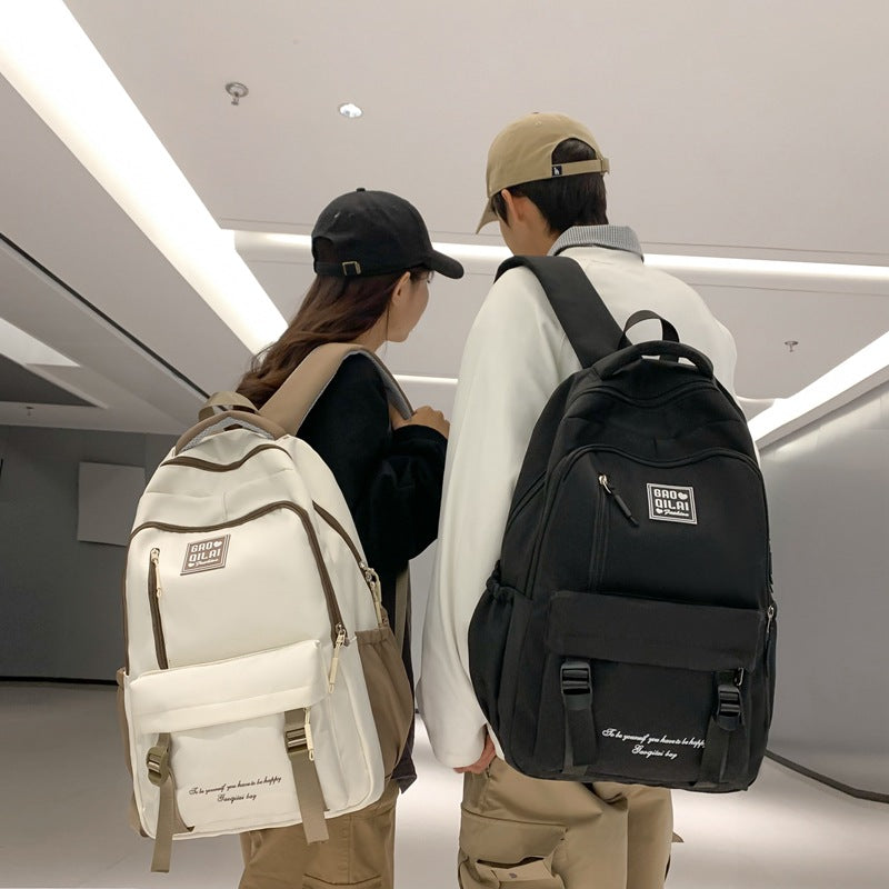 Backpack New wholesale students Junior high school students Large capacity Japanese and Korean version schoolbag Trendy fashion backpack Double shoulder