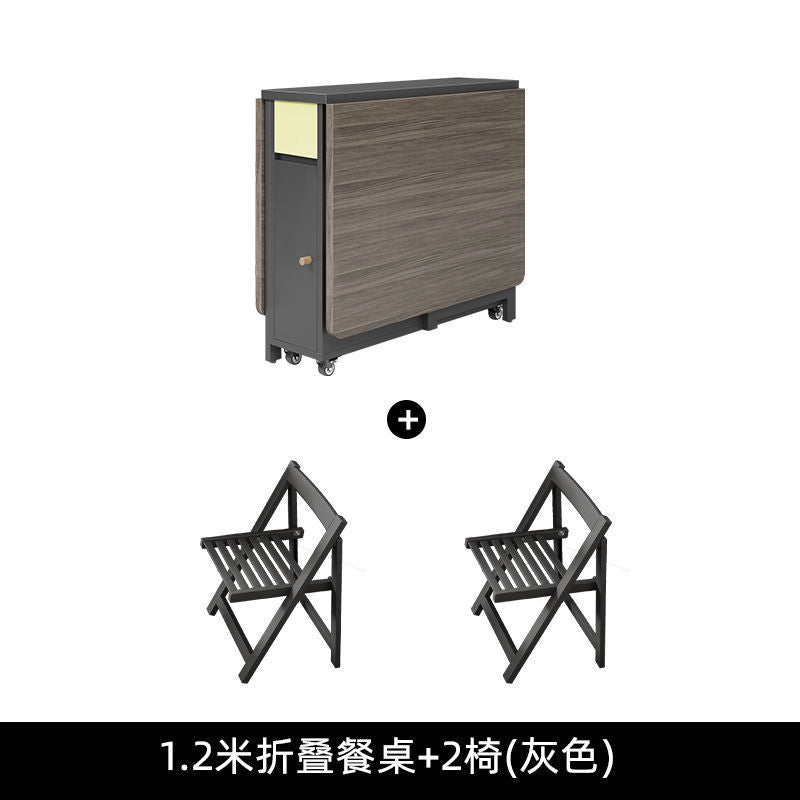 Cream style folding tablefor homefoldablemovable dining table and chair simple multifunctional table dining table and chair combination