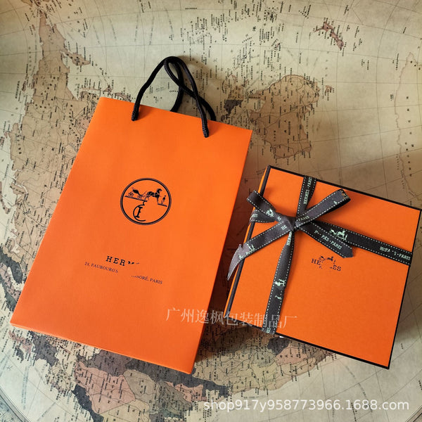The same orange earth perfume gift box, lipstick box, perfume cosmetics gift box, belt packaging box, perfume paper bag.