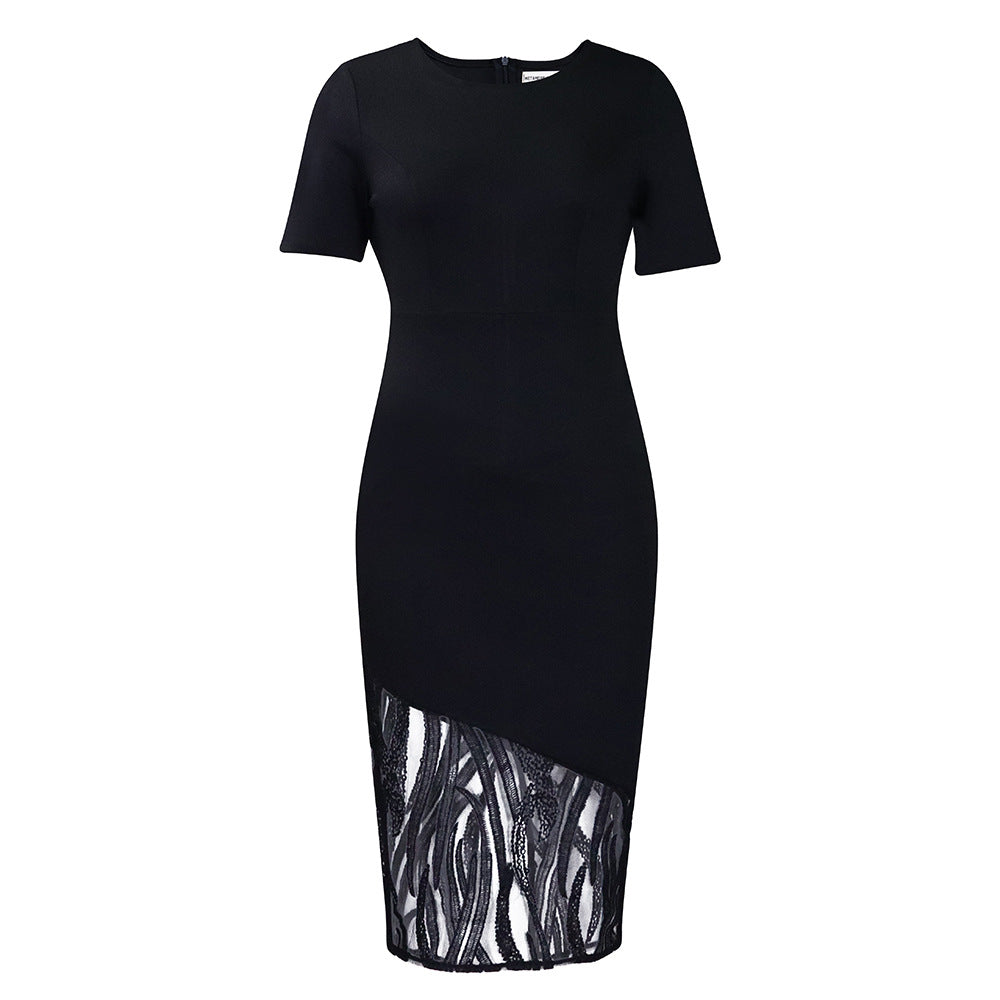 D3196 european and american plus size women's clothing  summer elegant beaded bodycon african plus size foreign trade dress