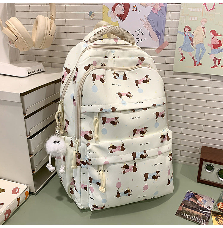Printed graffiti student backpack - waterproof, cute, large capacity, unique, versatile school bag - korean style for girls