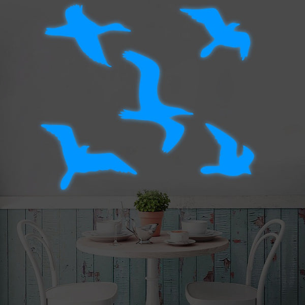 Cross-border luminous flying birds living room decoration creative wall sticker self-adhesive fluorescent blue bird decoration wall wall sticker