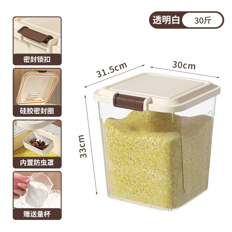 Storage tank for multigrain flour bucket 5kg 10kg Food grade rice tank Sealed insect-proof and moisture-proof 25kg Household rice bucket