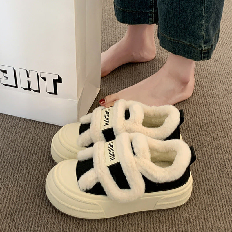 Best sellingthick solevelcro cotton shoes winter 2025new arrivalfleece-linedthickened fur shoes heattechplatform shoes for women