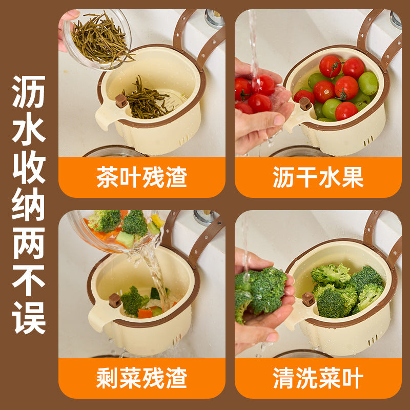 Hanging sink drain basket kitchen table leftovers filter fruit cleaning drain hanging basket storage basket