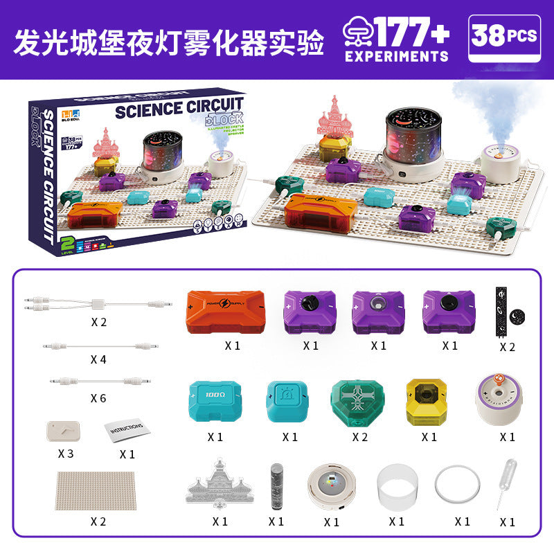 Children's educational electronic building blocks - science & physics light-up circuit mini experiments - electrical circuit board - level 2