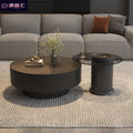 Minimalist sintered stone coffee table - small apartment, modern minimalist, light luxury, high-end round living room table, black, home, trending coffee table