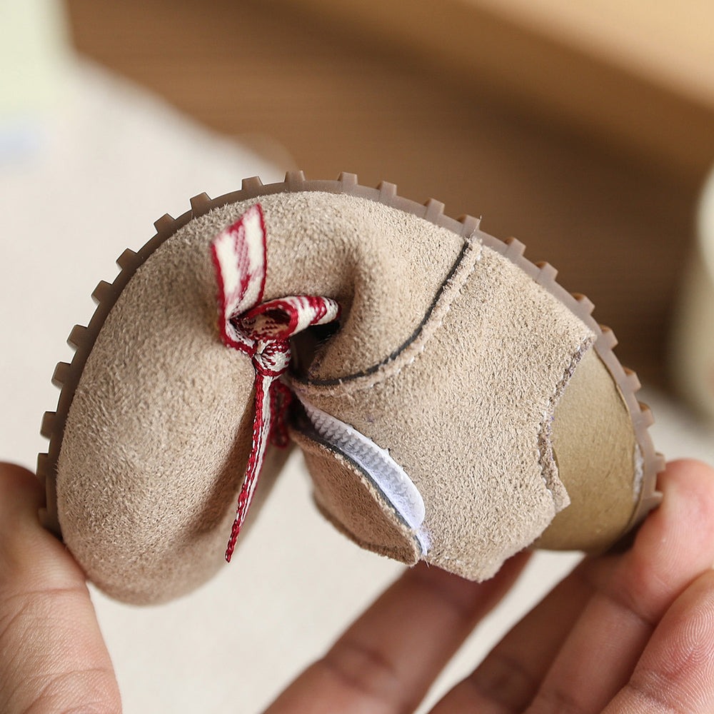 Vancahao girls' round-toe closed-toe sandals,  new plaid bowknot soft sole flats, versatile princess shoes