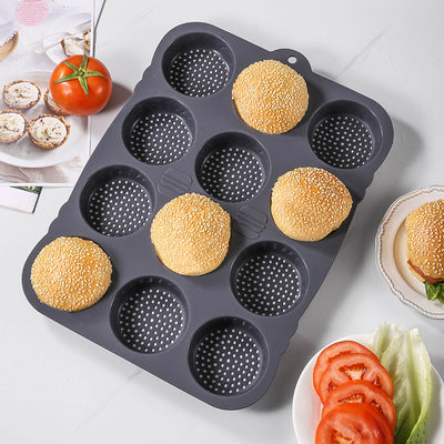 amazon food-grade silicone burger mold 12-hole bread baking pan easy release kitchen baking tool